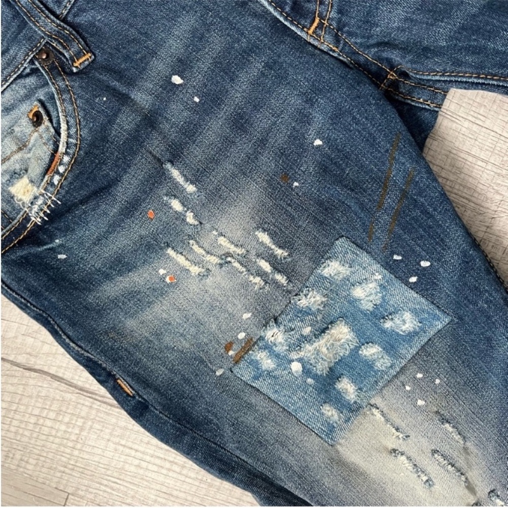 DSQUARED2 Distressed Skinny Skater Patchwork Jeans Blue Size 29 - Picture 11 of 16